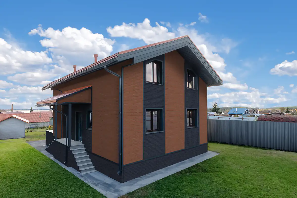 Фасадная панель Grand Line Состаренный кирпич, Design Plus, Корица с темно-бежевым швом-mini