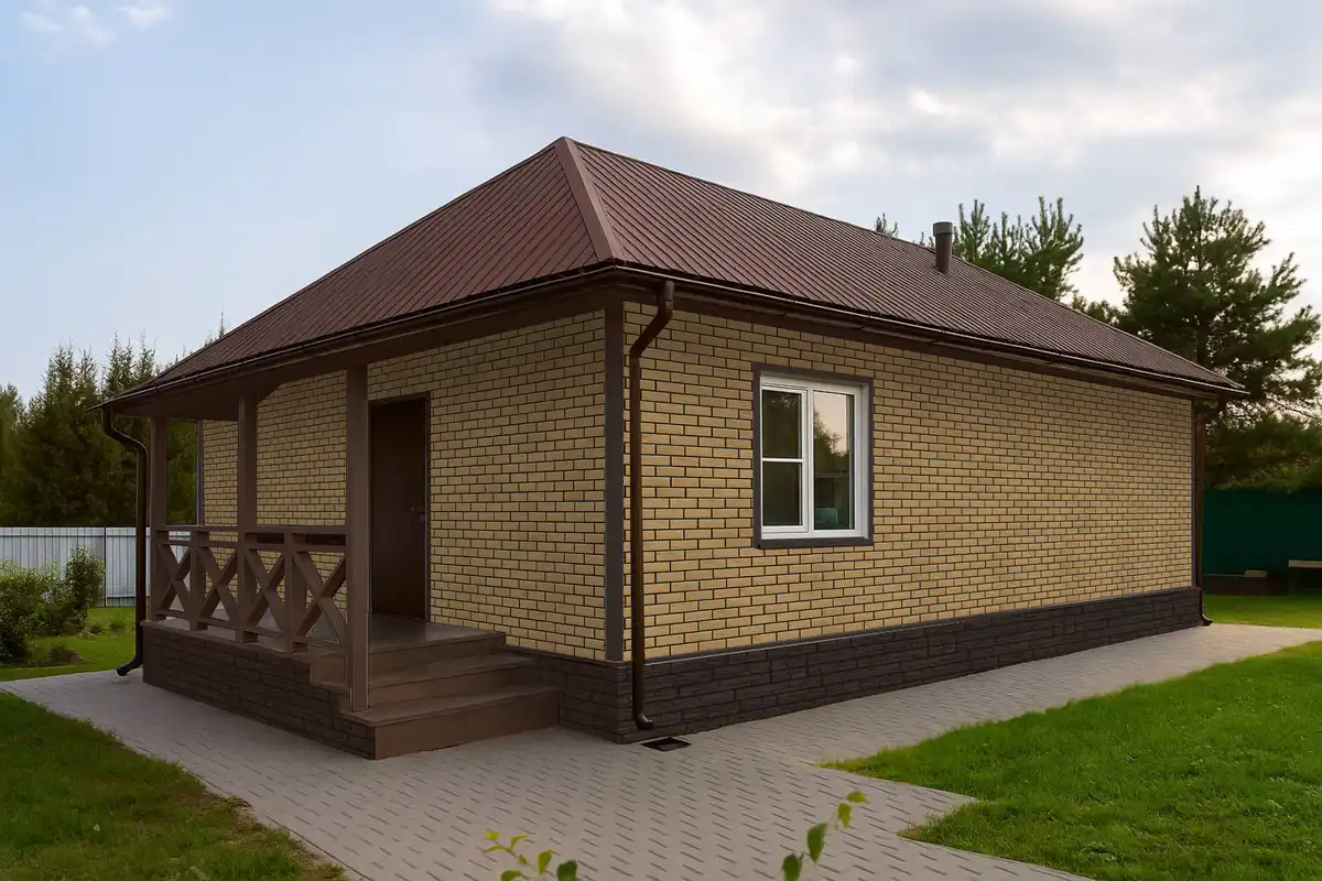 Фасадная панель Grand Line Состаренный кирпич, Design Plus, Солома с черным швом-mini