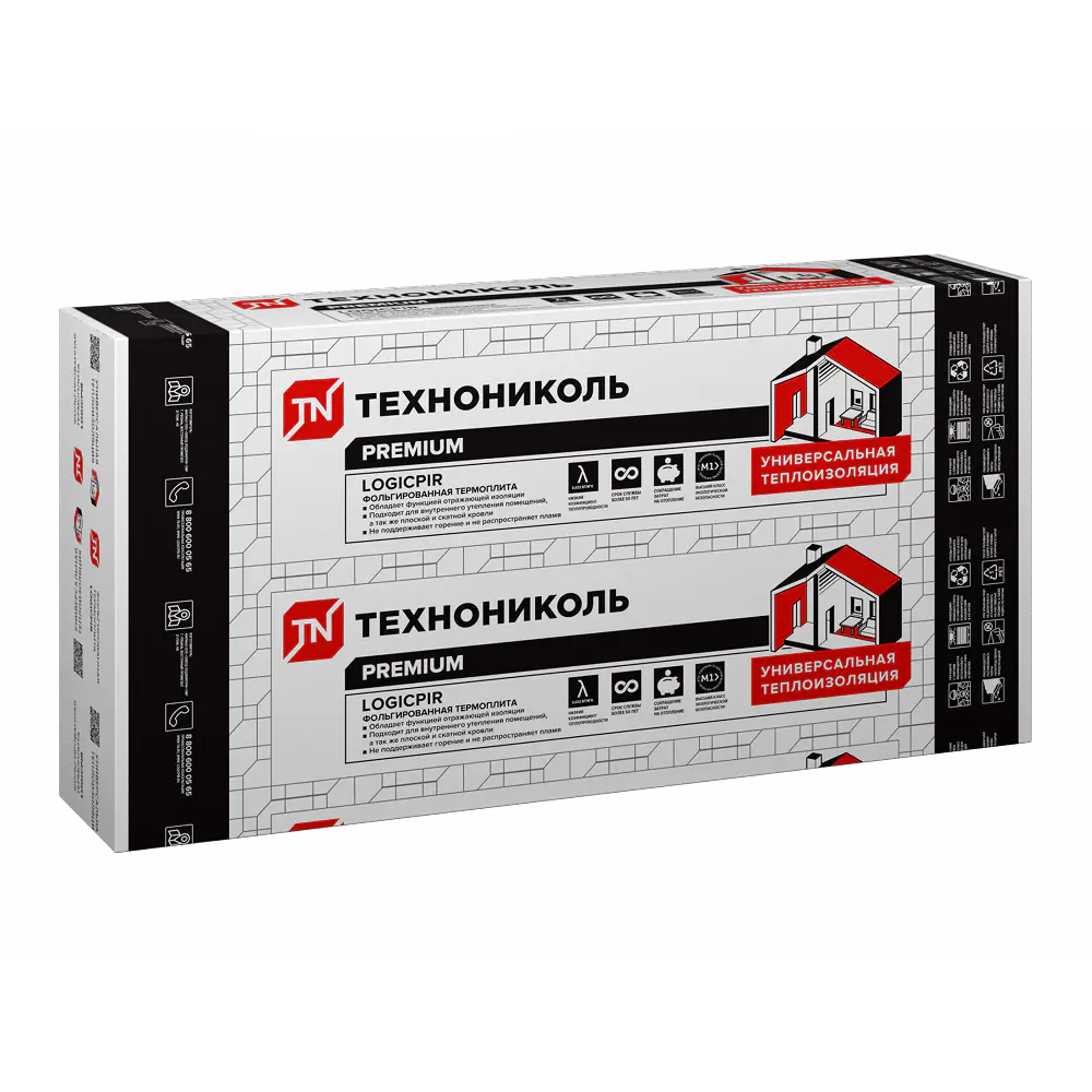 Плита теплоизоляционная LOGICPIR Ф/Ф L-1190х590х30 мм, L-кромка-mini