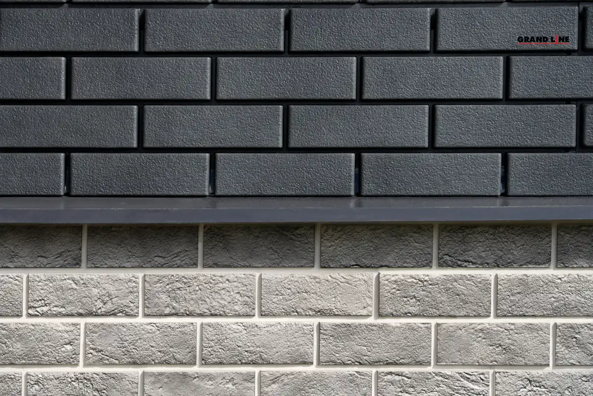 Фасадная панель Grand Line Состаренный кирпич, Design Plus, Гранит с белым швом-mini