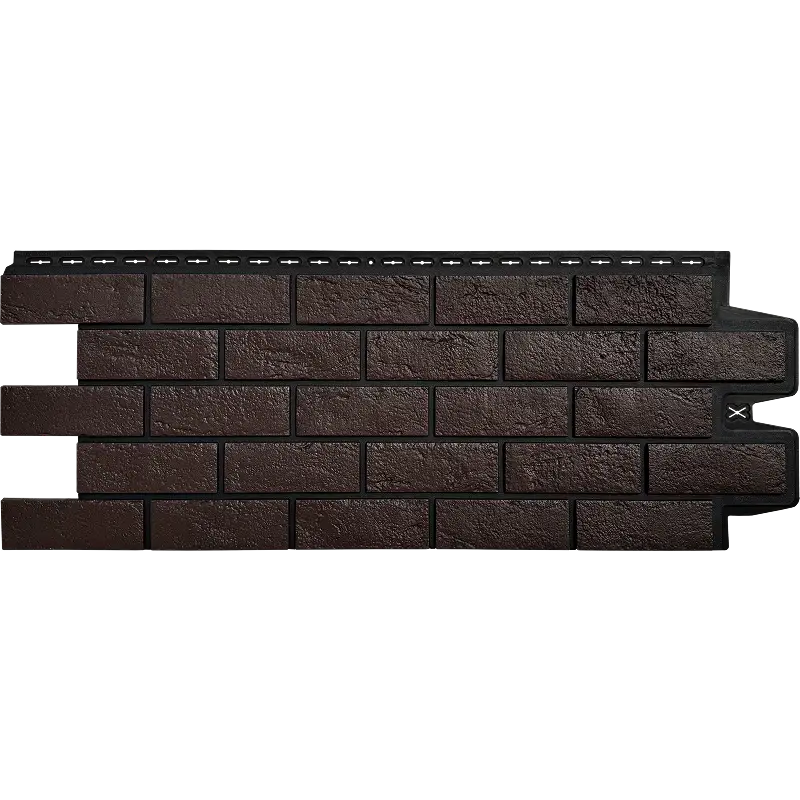 Фасадная панель Grand Line Состаренный кирпич, Design, Шоколадный со швом RAL 9005-mini