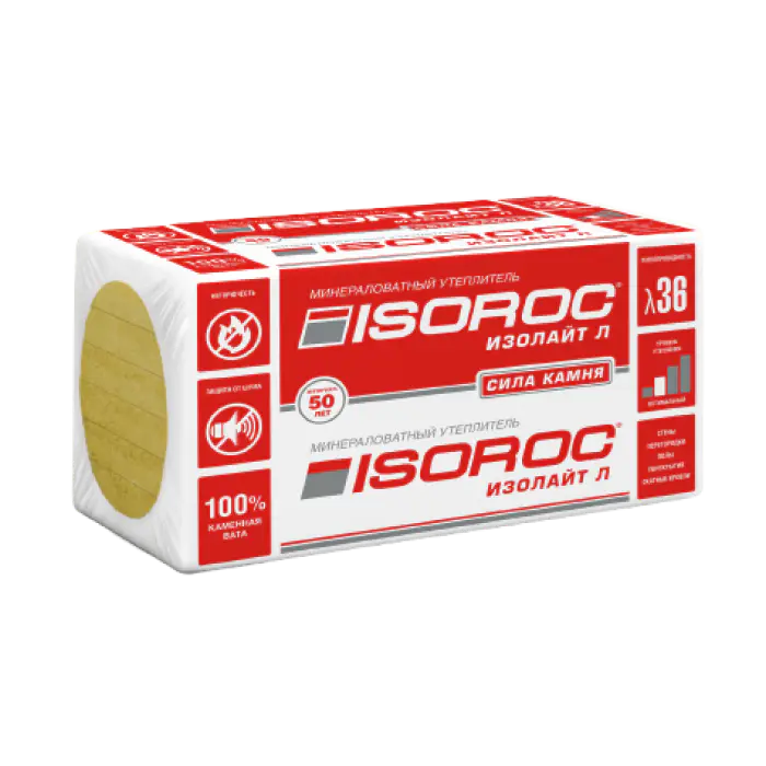 Утеплитель ISOROC Изолайт-Л 1000х600х50 мм (0,24 м3)-mini