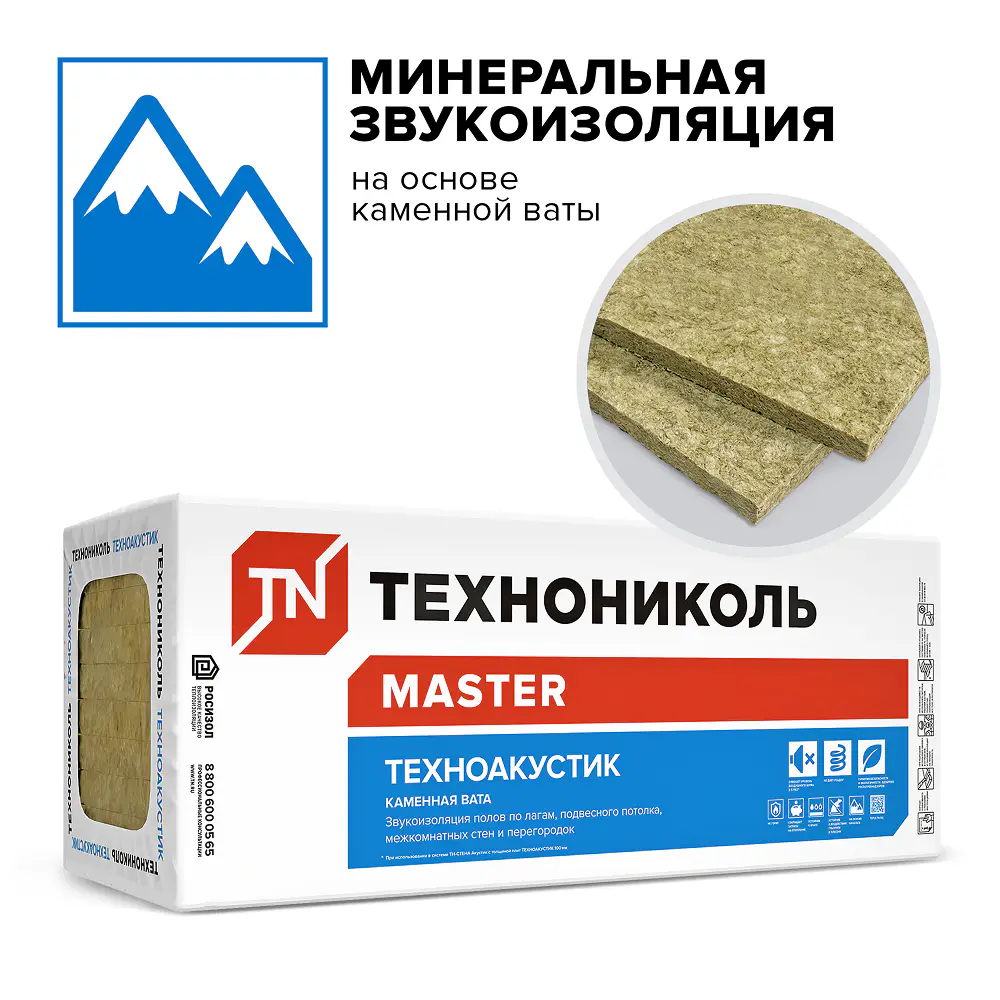 Звукоизоляция Техноакустик, 1200х600х50 мм, (12 плит, 8.64 кв.м)-mini