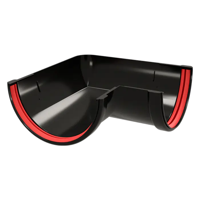 Угол желоба 90° Grand Line Классика 120 ПВХ черный (RAL 9005)-mini
