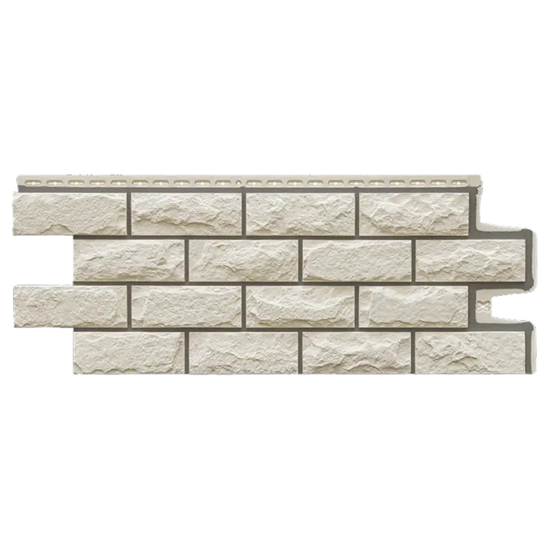 Фасадная панель Grand Line Колотый камень, Design, Молочный со швом RAL 7006-mini