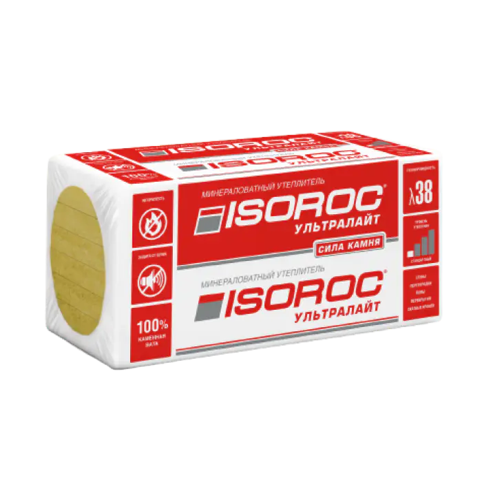Утеплитель ISOROC Ультралайт 1200x600x100 мм (0,288 м3)-mini