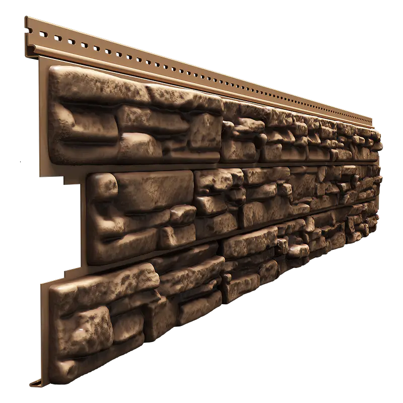 Виниловый сайдинг под камень Rocky Docke Lux 1.7 м, Кедровый орех-mini