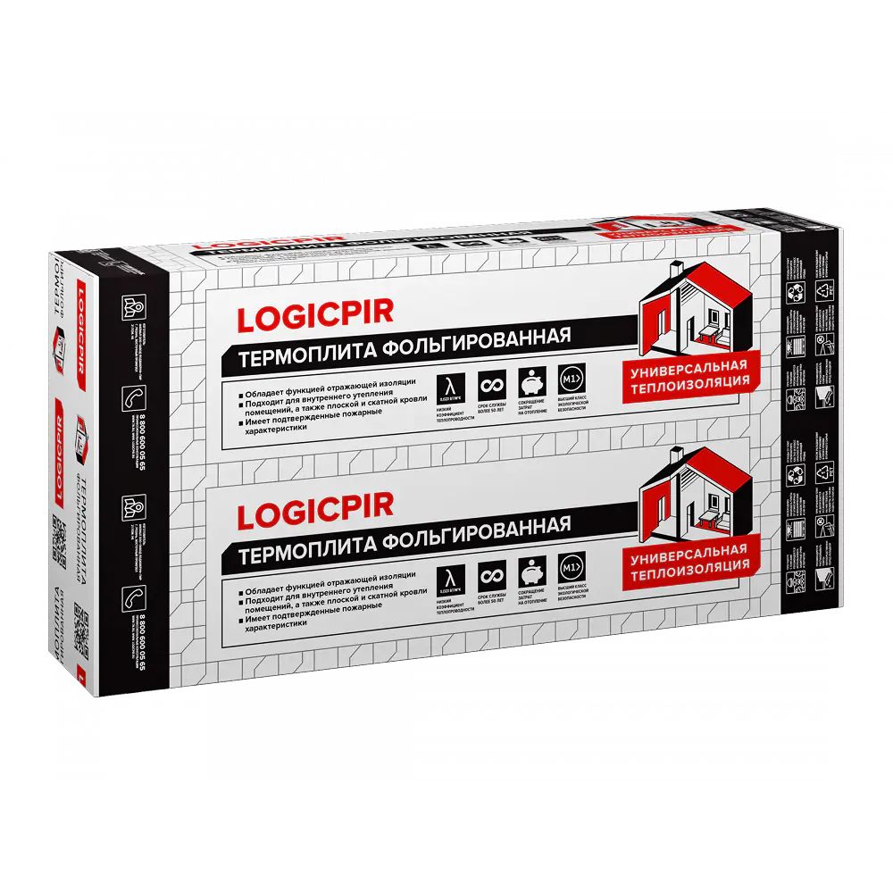 Плита теплоизоляционная LOGICPIR Ф/Ф L-1190х590х30 мм, L-кромка-mini