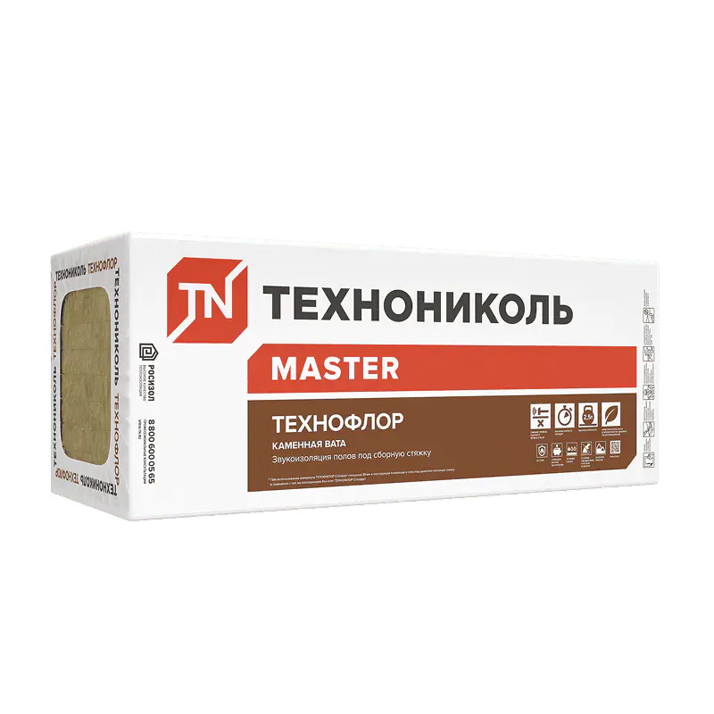 Звукоизоляция Технофлор Стандарт, 1200Х600Х40 мм, (6 плит, 4.32 кв.м)-mini