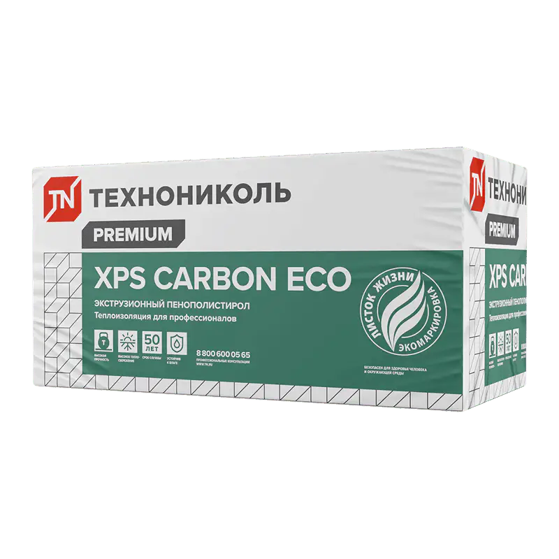 Экструзионный пенополистирол (XPS) ТЕХНОНИКОЛЬ CARBON ECO FAS/2 S/1 1180х580х50 мм, L-кромка, 8 шт-mini
