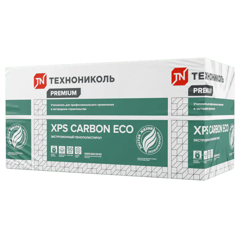 Экструзионный пенополистирол (XPS) ТЕХНОНИКОЛЬ CARBON ECO 1180х580х50 мм, L-кромка, 8 шт-mini