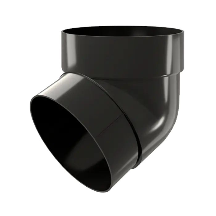 Колено трубы 67° Grand Line Дизайн 135 ПВХ черное (RAL 9005)-mini