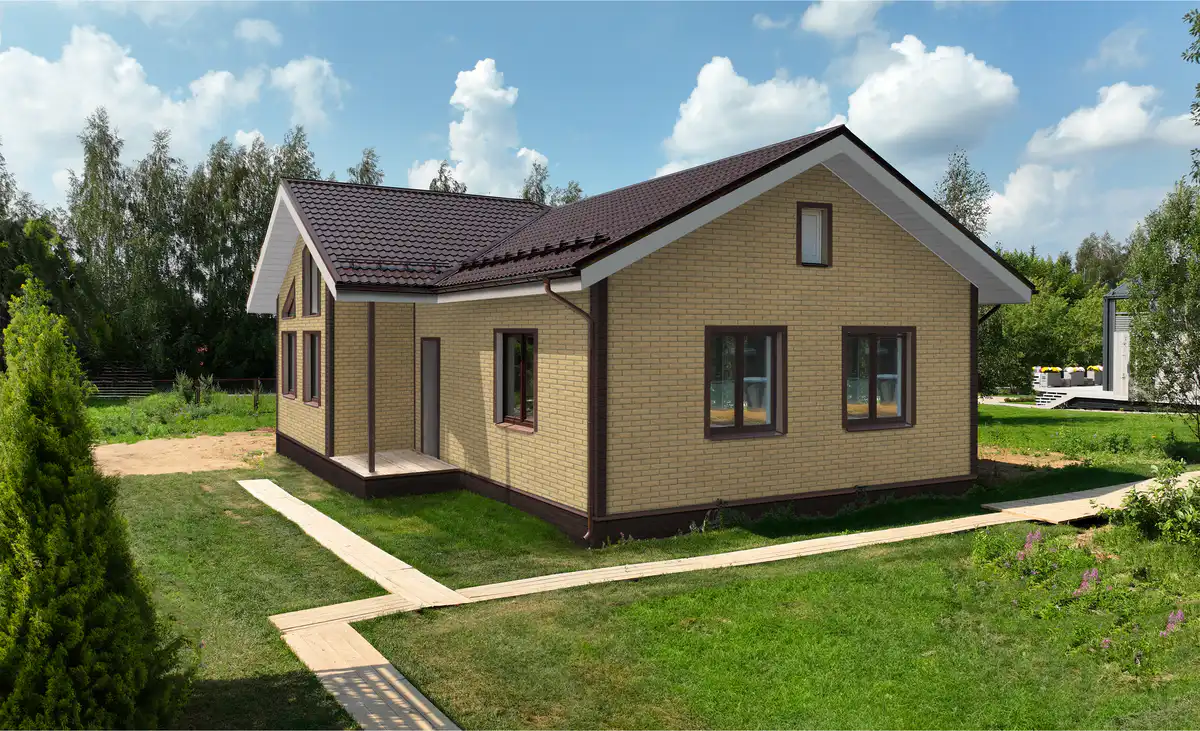 Фасадная панель Grand Line Состаренный кирпич, Design Plus, Солома с темно-бежевым швом-mini