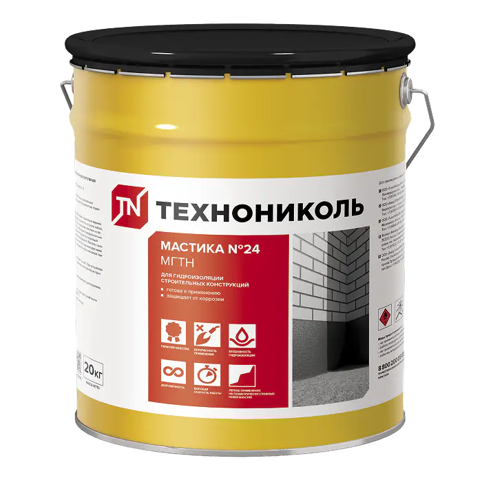 Мастика гидроизоляционная ТЕХНОНИКОЛЬ №24 (МГТН), ведро 20 кг-mini