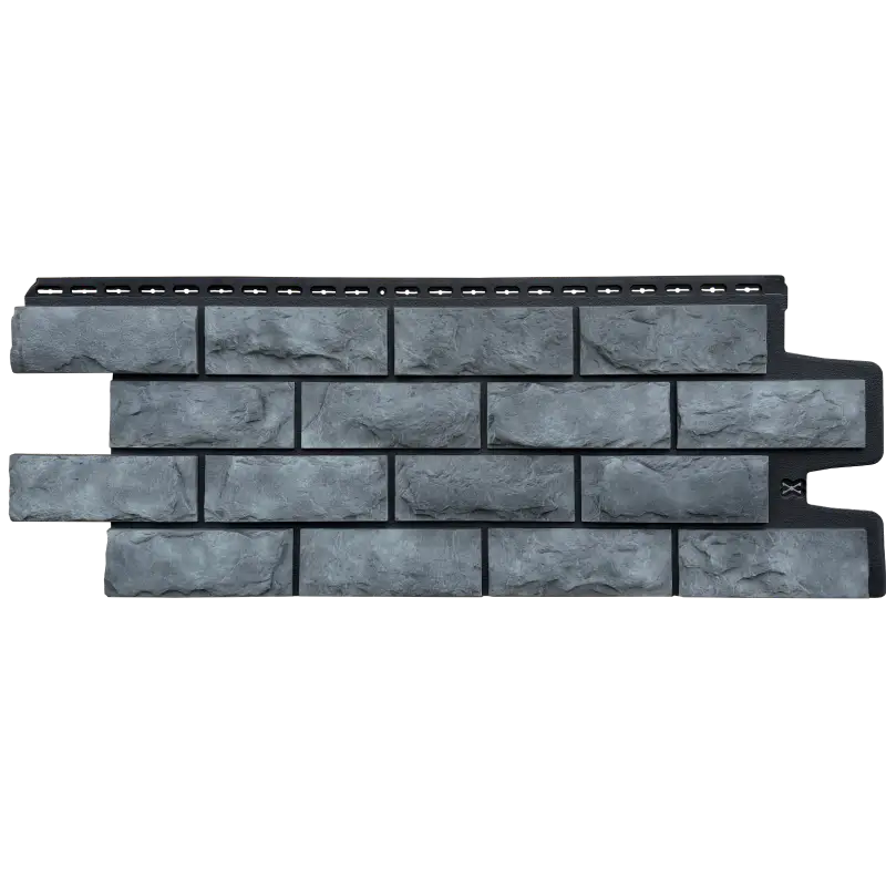 Фасадная панель Grand Line Колотый камень, Design Plus, Антрацит c черным швом-mini