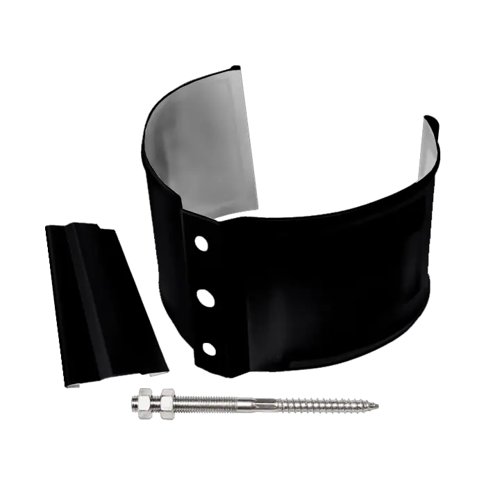 Хомут трубы металлический на камень Grand Line Классика ПВХ черный (RAL 9005)-mini