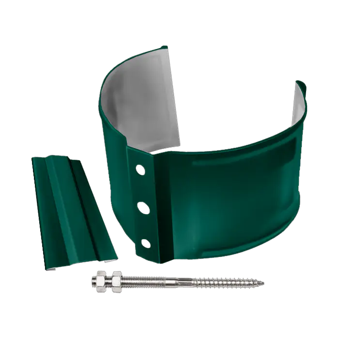 Хомут трубы металлический на камень Grand Line Классика ПВХ зелёный (RAL 6005)-mini