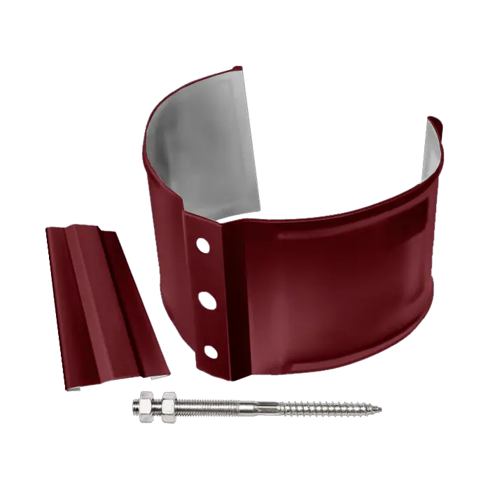 Хомут трубы металлический на камень Grand Line Классика ПВХ бордо (RAL 3005)-mini