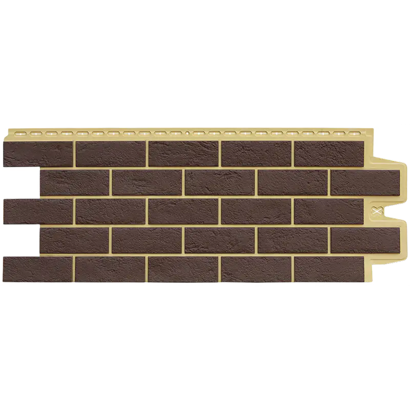 Фасадная панель Grand Line Состаренный кирпич, Design Plus, Каштан с песочным швом-mini