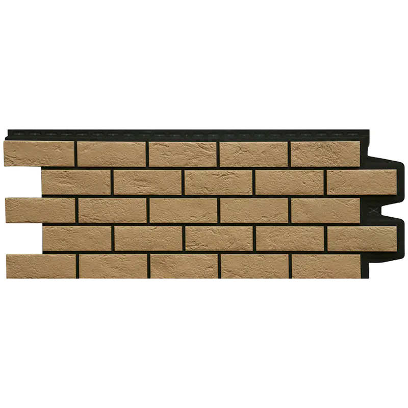 Фасадная панель Grand Line Состаренный кирпич, Design Plus, Солома с черным швом-mini