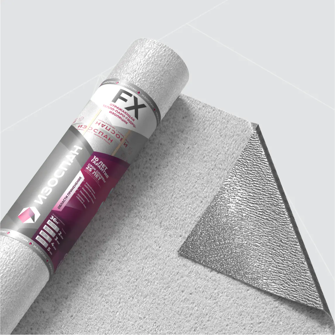 Изоспан FX, отражающая тепло-паро-гидроизоляционная пленка, 36м2-mini