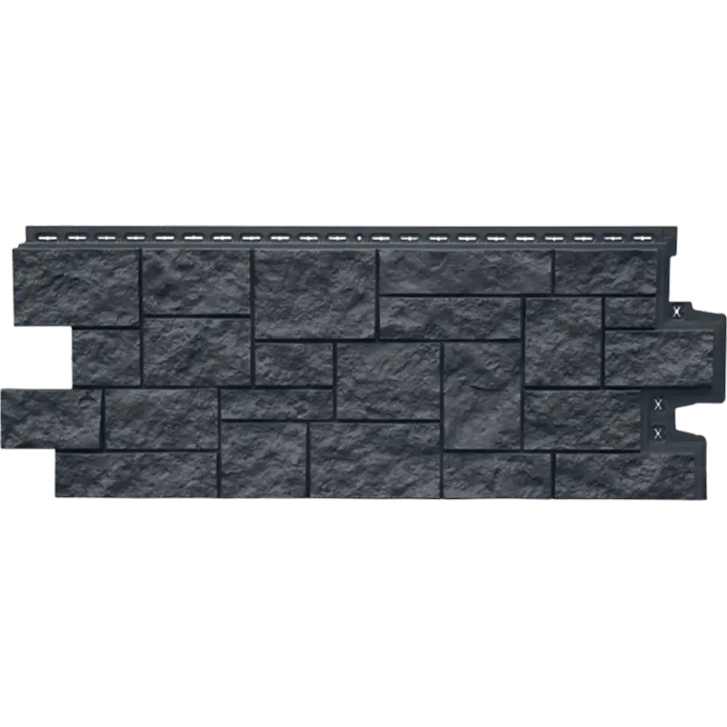 Фасадная панель Grand Line Дикий камень, Classic, Графит-mini