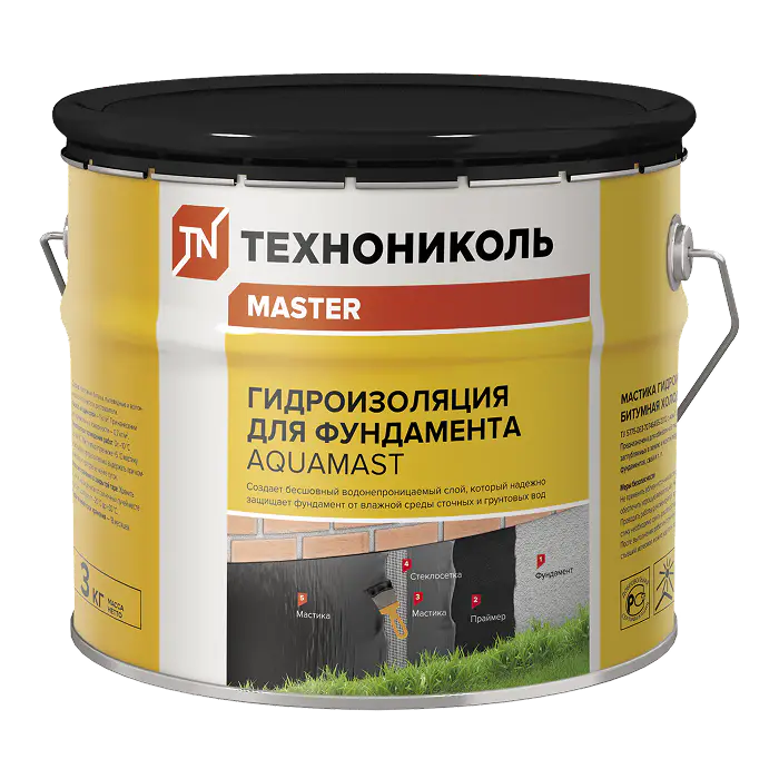 Мастика AquaMast для фундамента, ведро 3 кг-mini