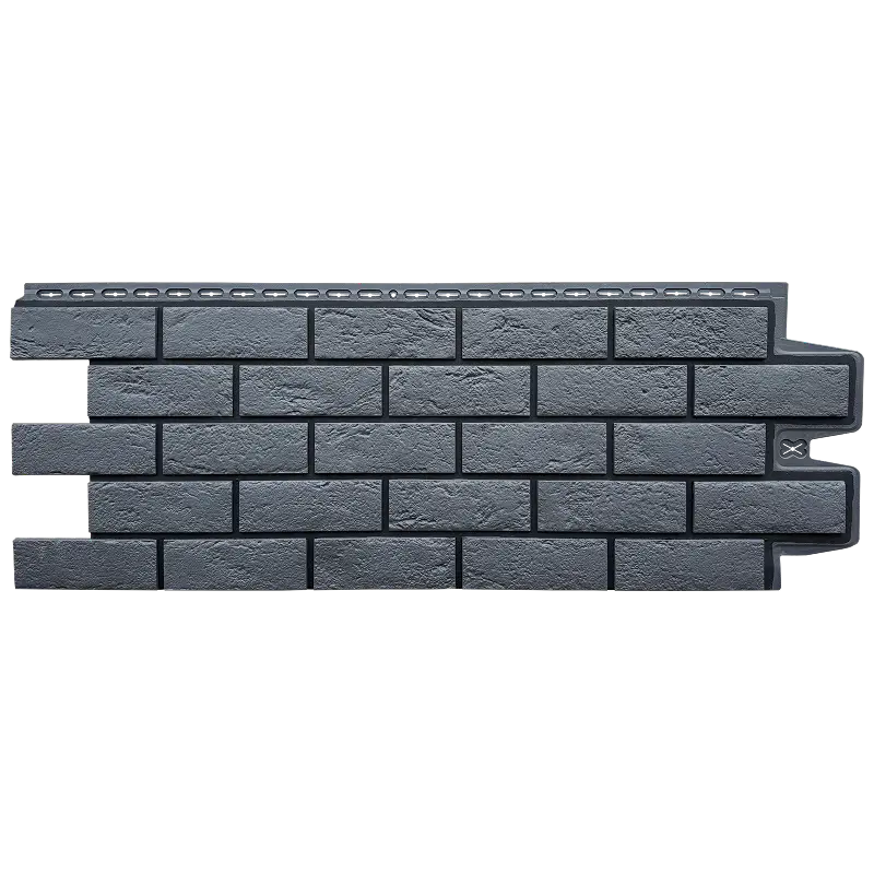Фасадная панель Grand Line Состаренный кирпич, Design, Графит со швом RAL 9005-mini