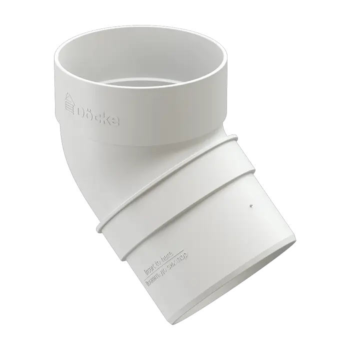 Колено водосточное 45˚ Docke Standard белый (RAL 9003)-mini