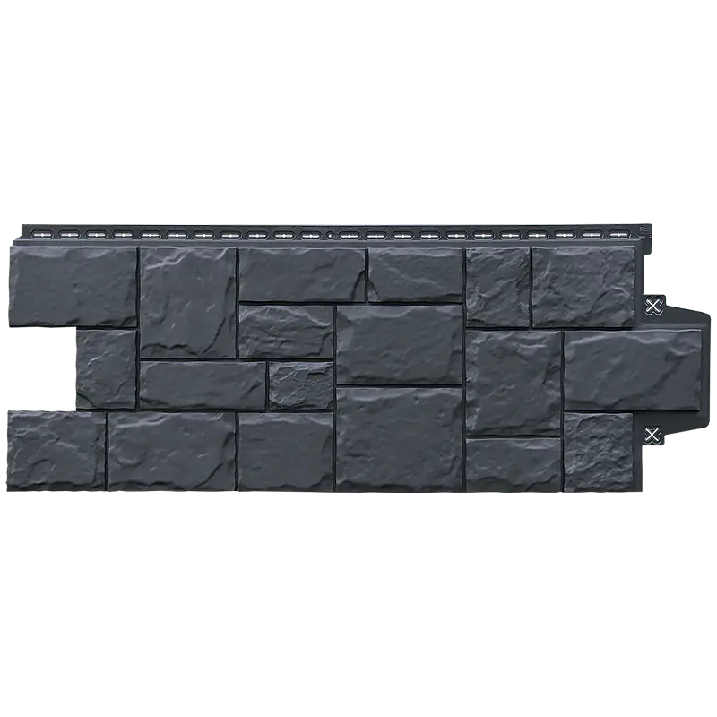 Фасадная панель Grand Line Крупный камень, Classic, Графит-mini