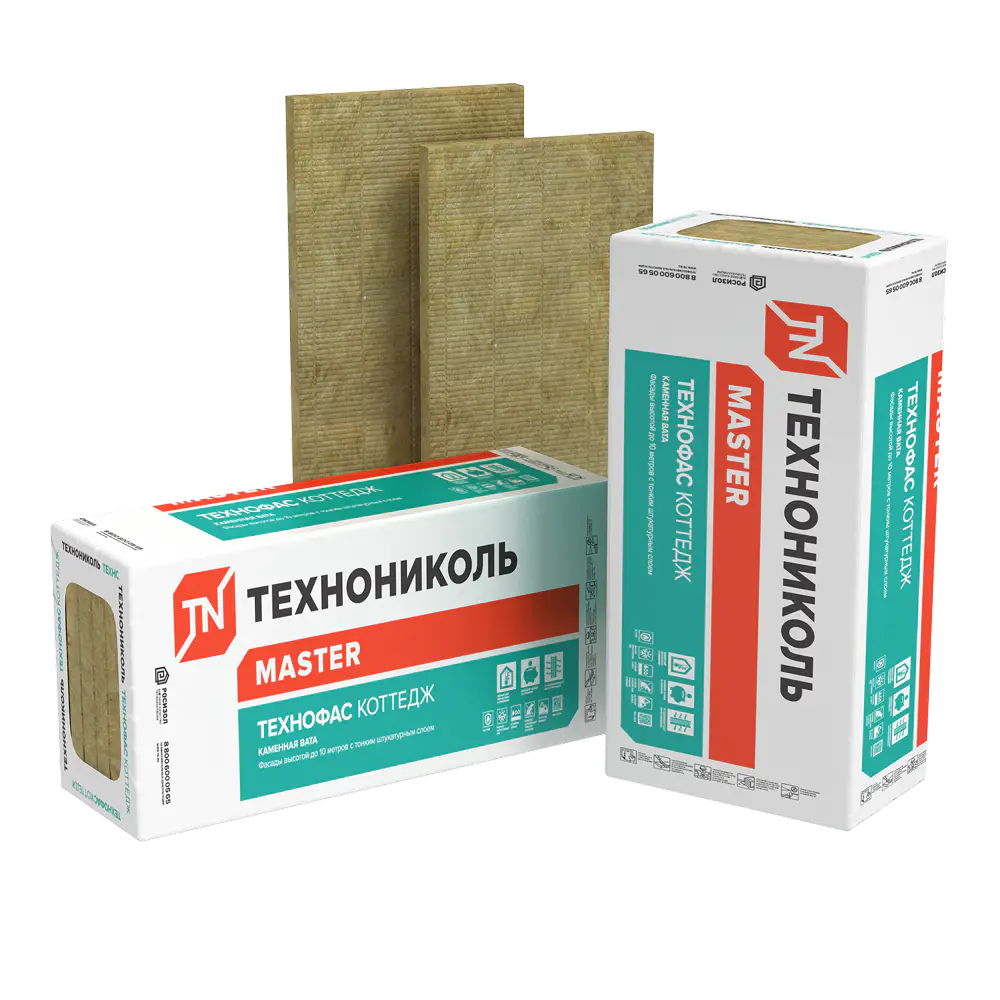 Утеплитель ТЕХНОФАС КОТТЕДЖ, 1200x600x100 мм, (3 плиты, 2,16 кв.м)-mini