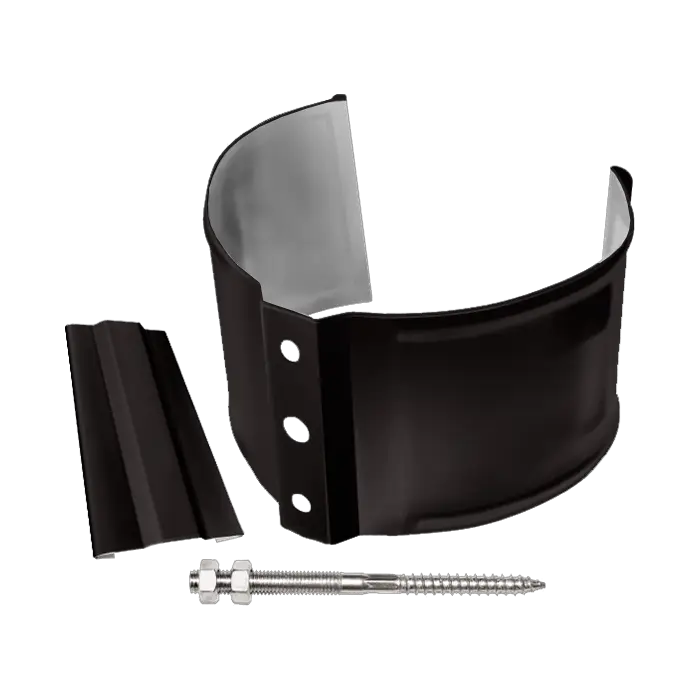 Хомут трубы металлический на камень Grand Line Классика ПВХ коричневый (RR 32)-mini