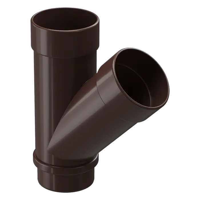 Тройник 45˚ для водосточной трубы Docke Lux шоколад (RAL 8019)-mini