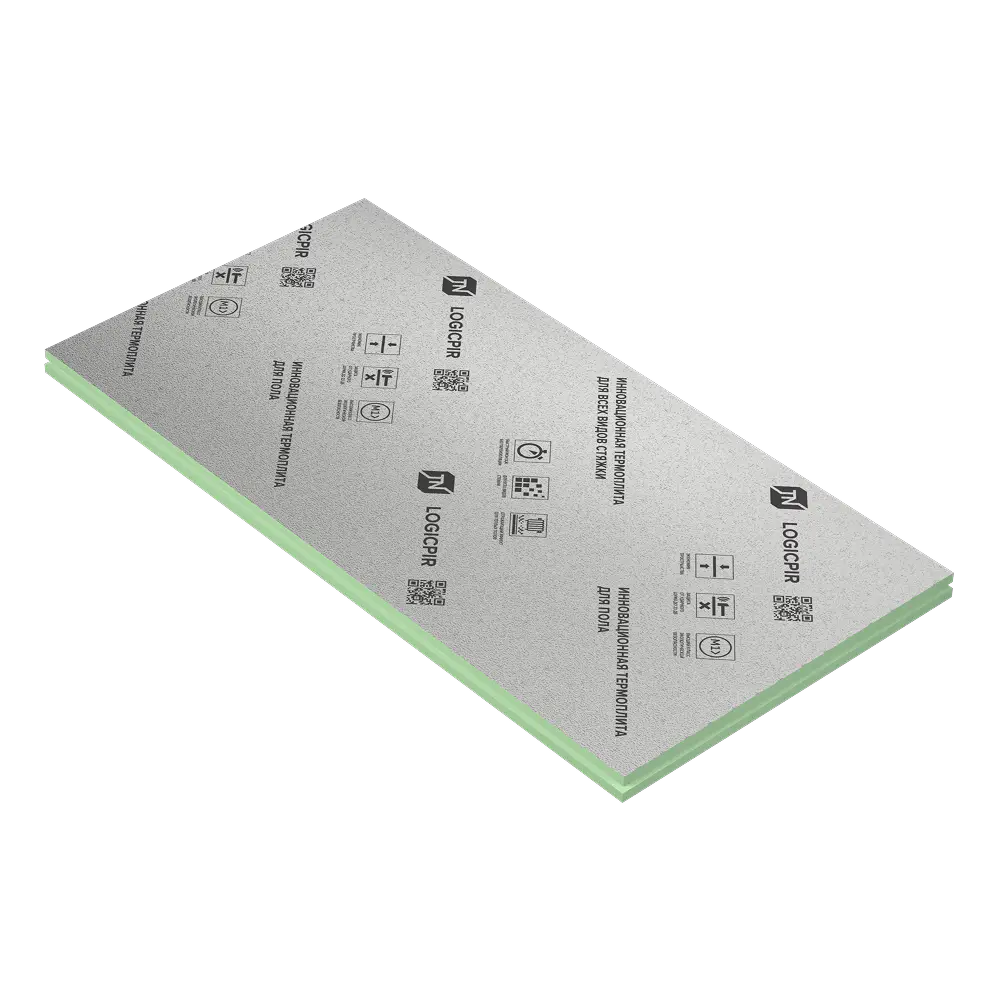 Плита теплоизоляционная LOGICPIR Пол ФЛ/ФЛ L-1190х590х40 мм, L-кромка-mini