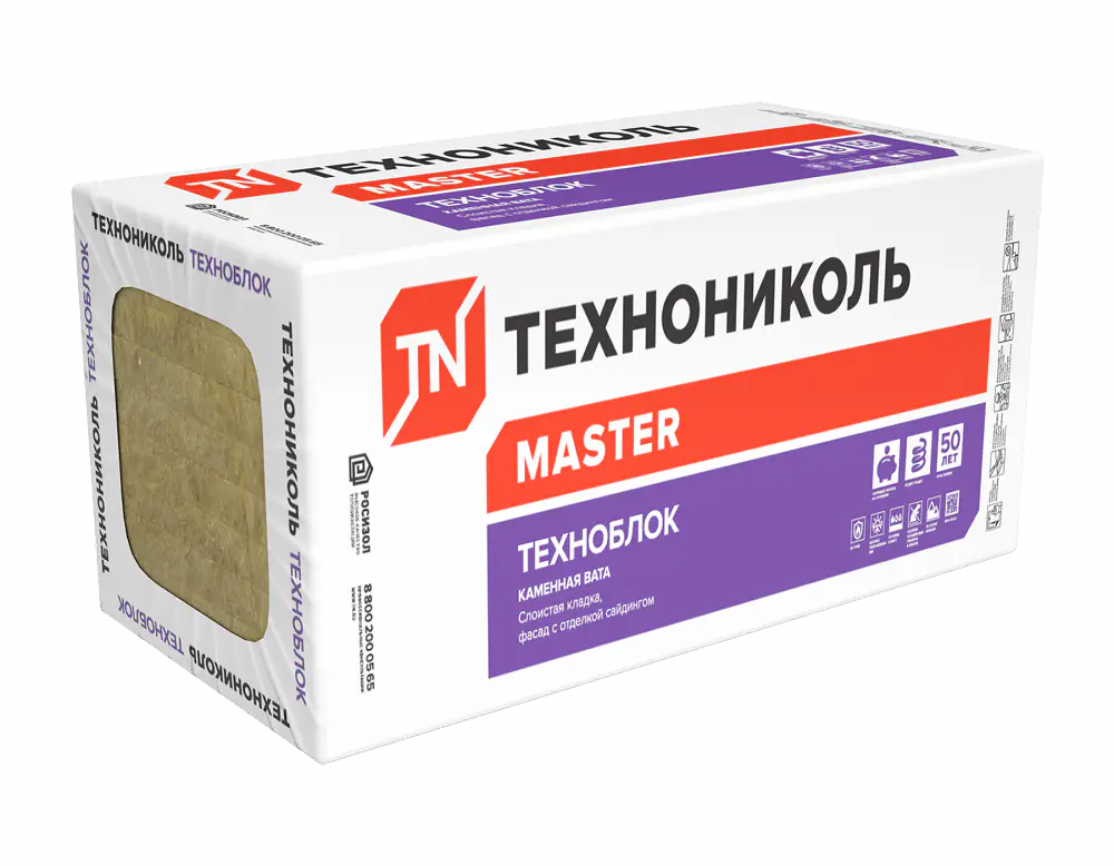 Утеплитель ТЕХНОБЛОК СТАНДАРТ, 1200х600х100 мм, (6 плит, 4,32 кв.м)-mini