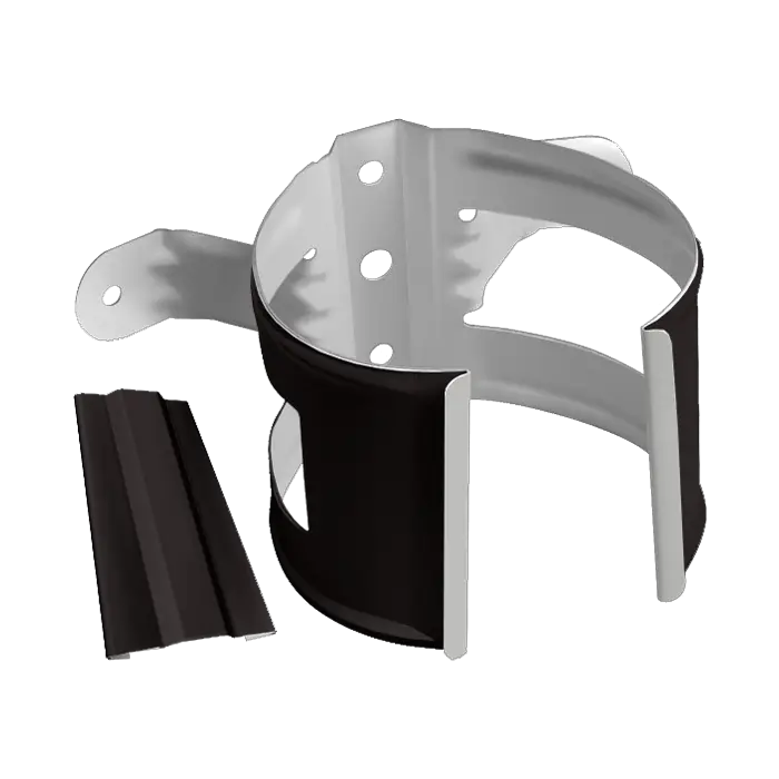 Хомут трубы металлический на дерево Grand Line Классика ПВХ коричневый (RR 32)-mini