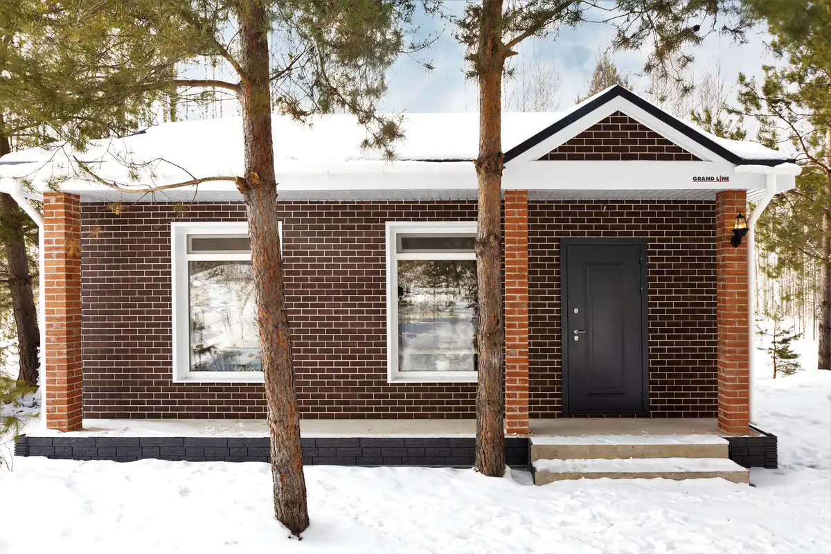 Фасадная панель Grand Line Состаренный кирпич, Design Plus, Кофе с белым швом-mini