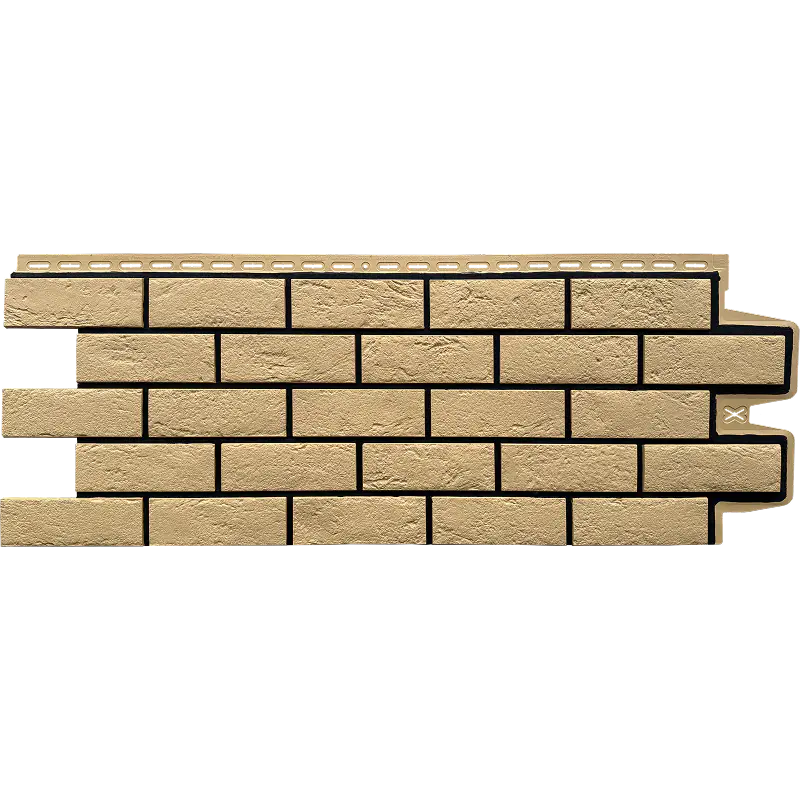 Фасадная панель Grand Line Состаренный кирпич, Design, Песочный со швом RAL 9005-mini