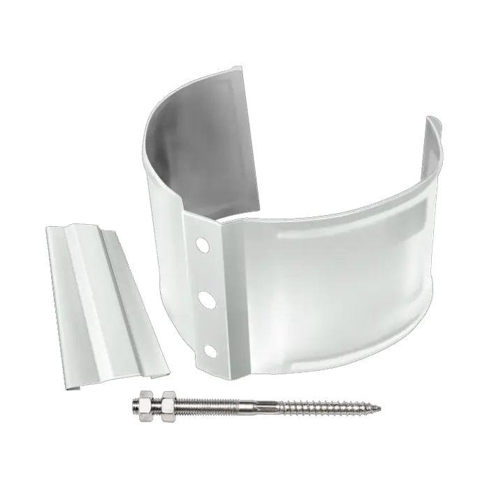 Хомут трубы металлический на камень Grand Line Классика ПВХ белый (RAL 9003)-mini