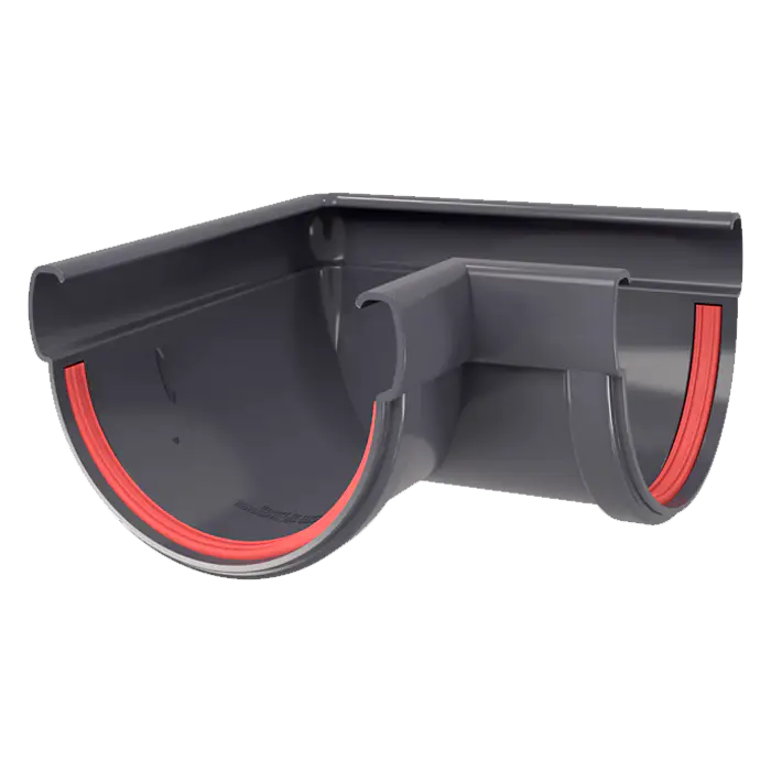 Угол желоба 90° Grand Line Дизайн 135 ПВХ графит (RAL 7024)-mini