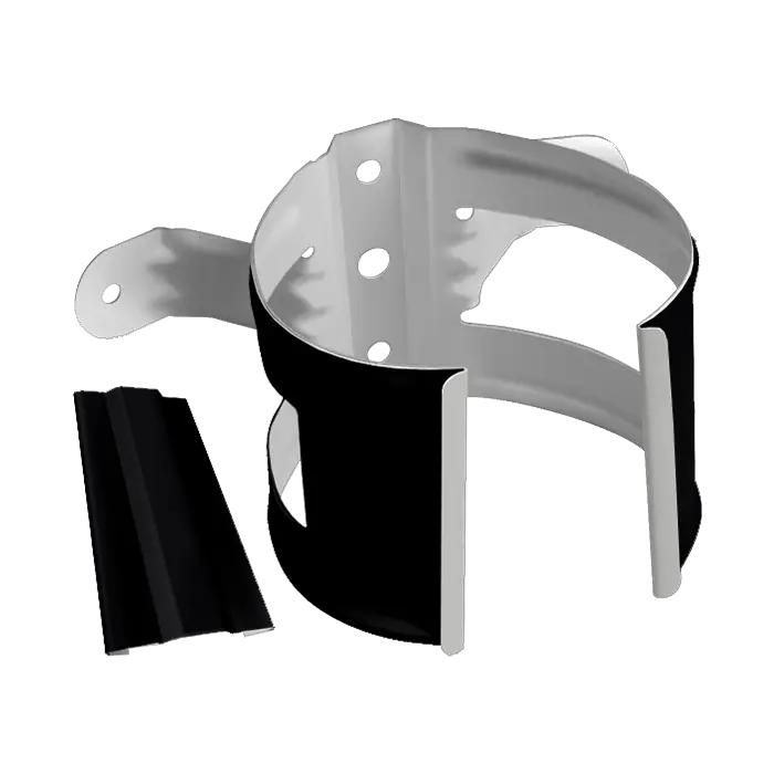 Хомут трубы металлический на дерево Grand Line Классика ПВХ черный (RAL 9005)-mini