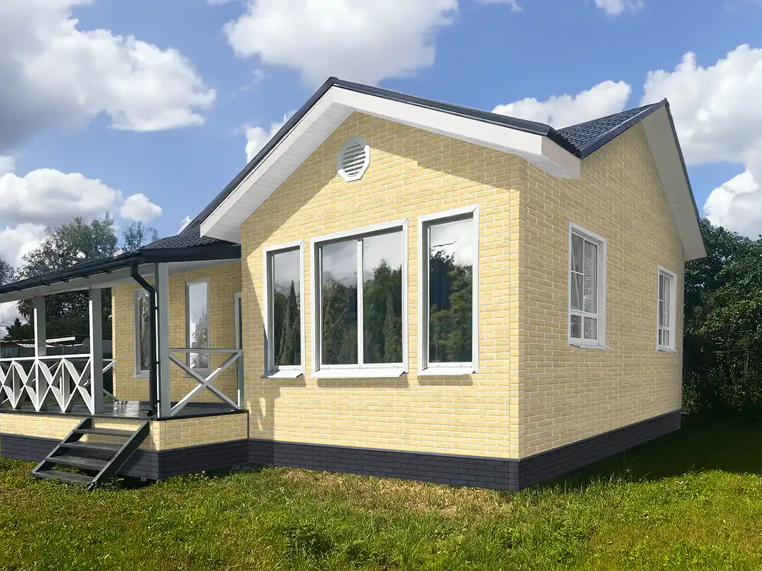 Фасадная панель Grand Line Состаренный кирпич, Design Plus, Ваниль с белым швом-mini