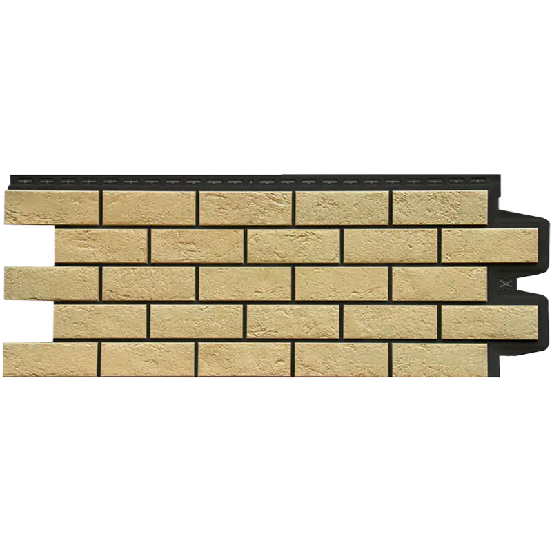 Фасадная панель Grand Line Состаренный кирпич, Design Plus, Ваниль с черным швом-mini