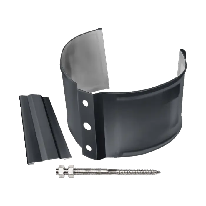 Хомут трубы металлический на камень Grand Line Классика ПВХ графит (RAL 7024)-mini