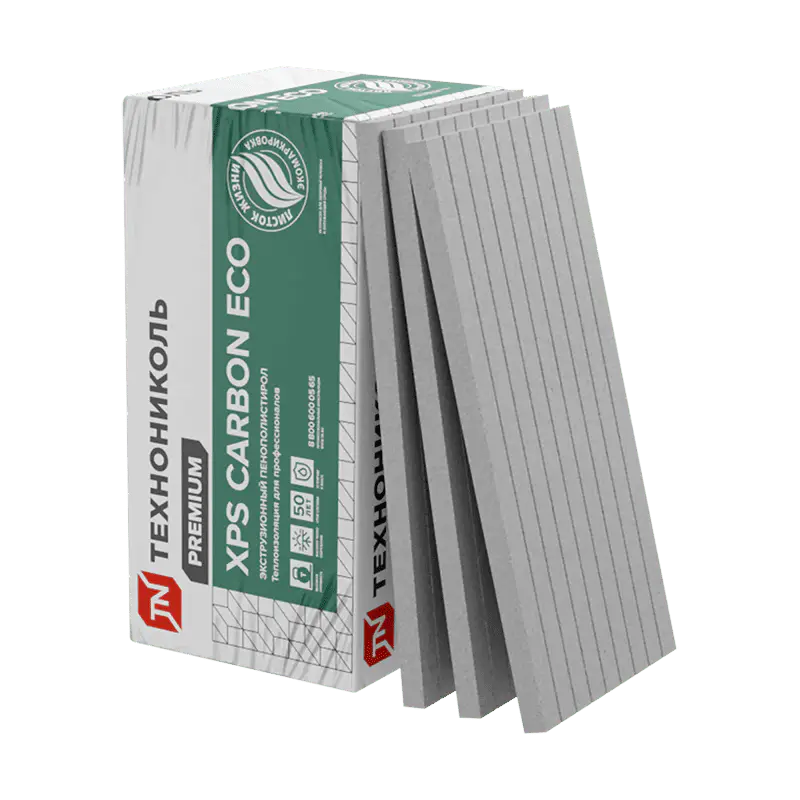 Экструзионный пенополистирол (XPS) ТЕХНОНИКОЛЬ CARBON ECO FAS/2 S/1 1180х580х50 мм, L-кромка, 8 шт-mini