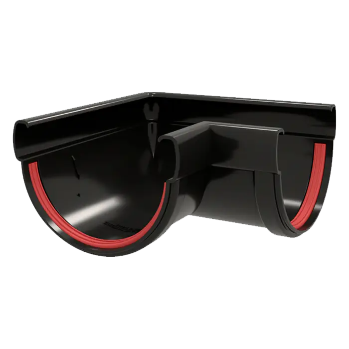 Угол желоба 90° Grand Line Дизайн 135 ПВХ черный (RAL 9005)-mini