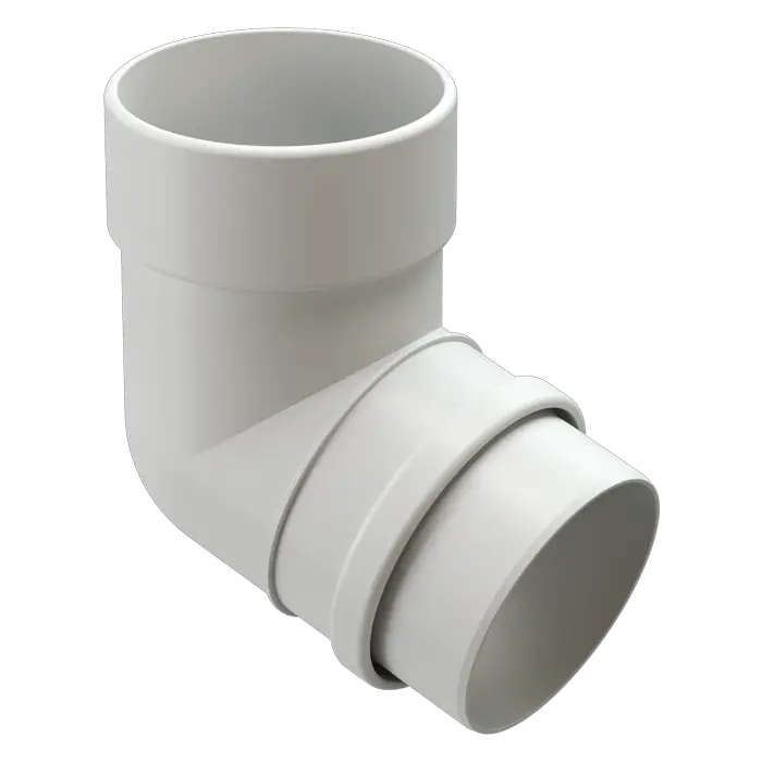 Колено 72˚ для водосточной трубы Docke Lux пломбир (RAL 9003)-mini