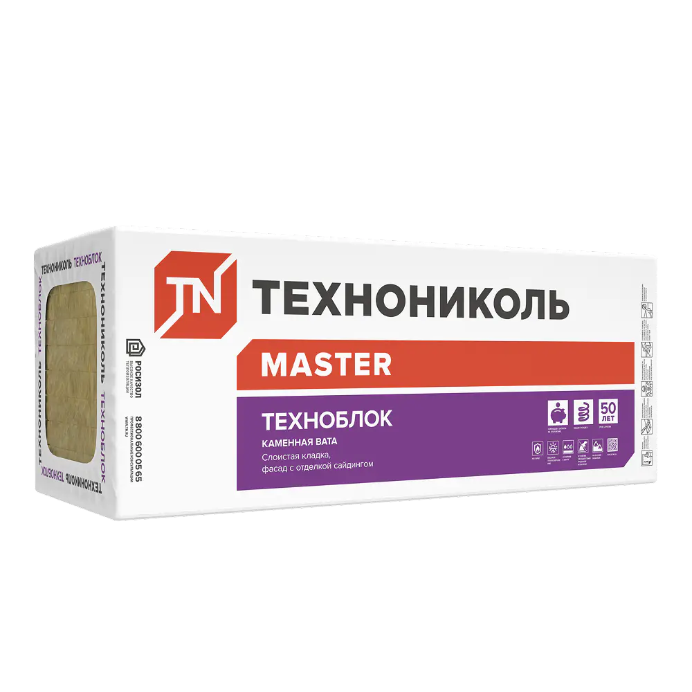 Утеплитель ТЕХНОБЛОК СТАНДАРТ, 1200х600х100 мм, (6 плит, 4,32 кв.м)-mini