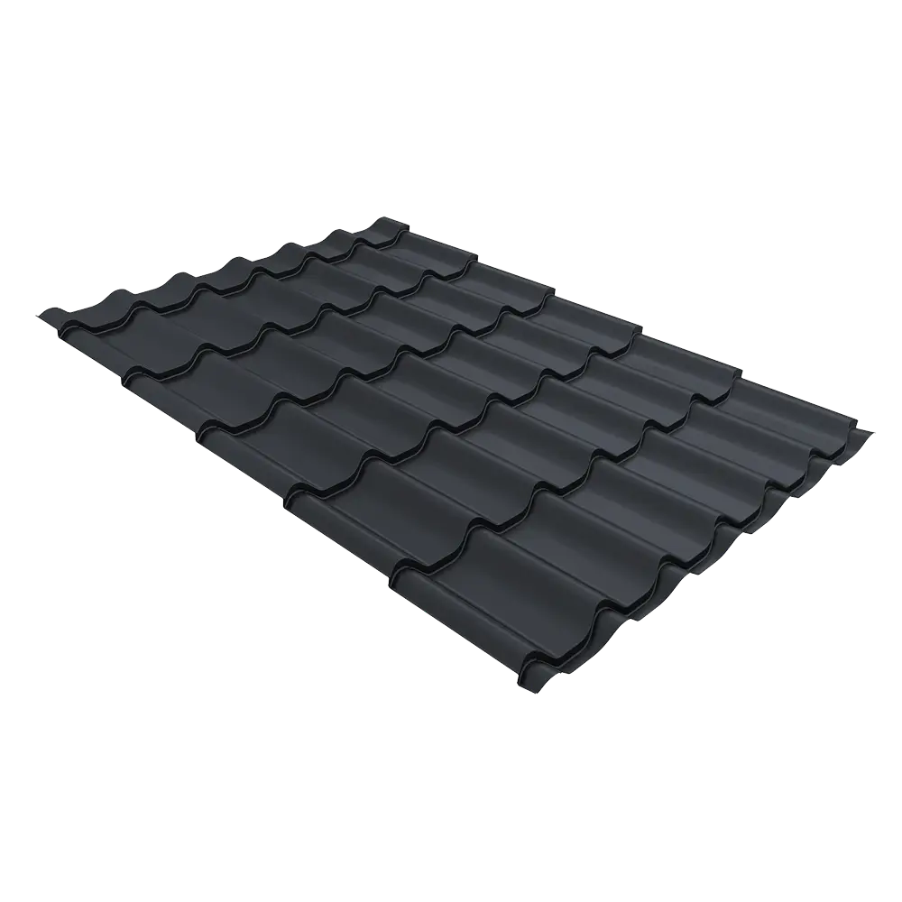 Металлочерепица Классик Grand Line v01 0,5 PurPro Matt 275 RAL 7024 мокрый асфальт-mini